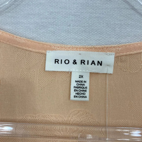 New Rio & Rian Light Orange Flutter Sleeve Stretch Smock Detail Blouse size 2X - Picture 2 of 9